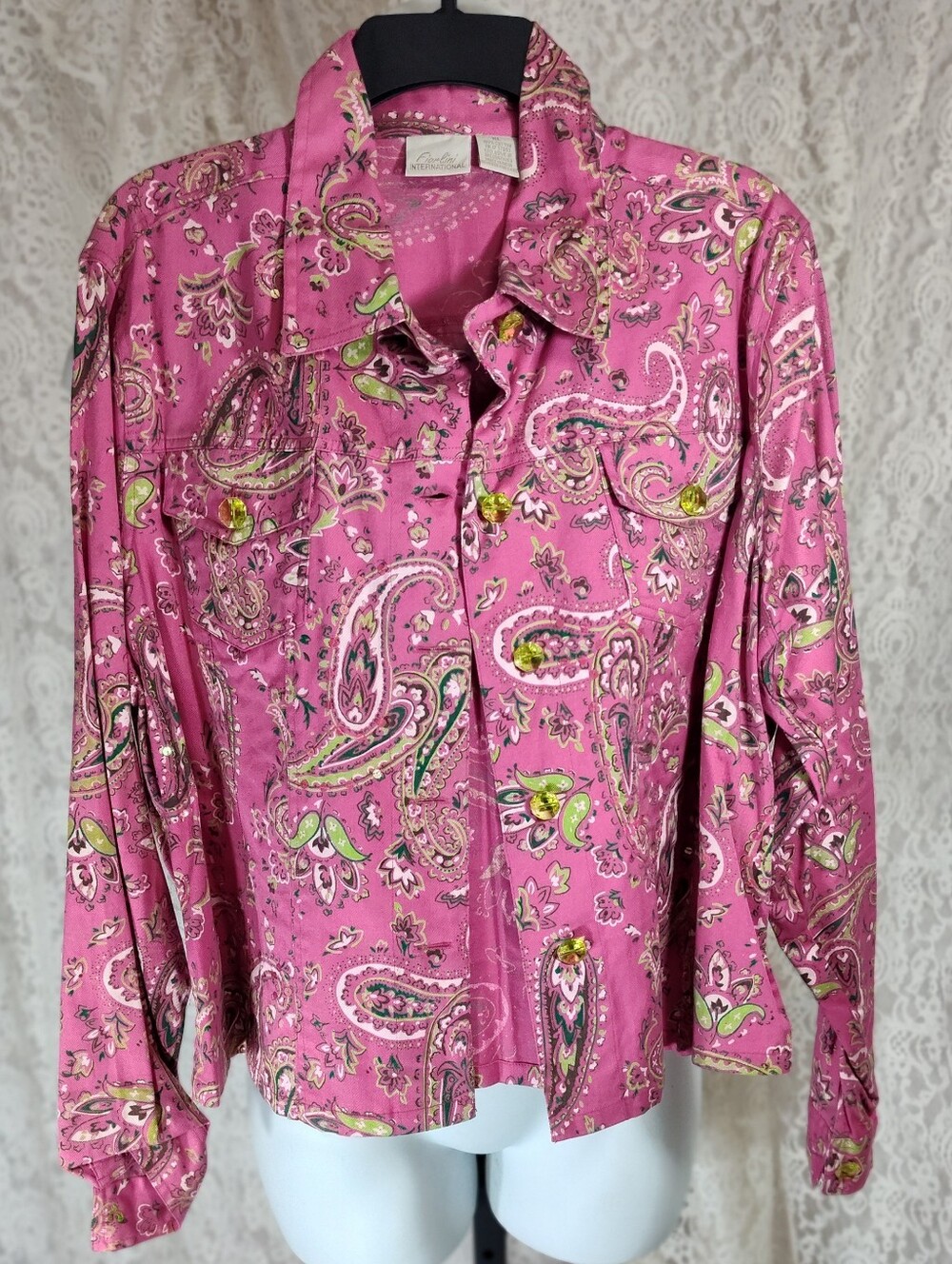 Fiorlini International Women's Pink Paisley Button-Front Jean Jacket